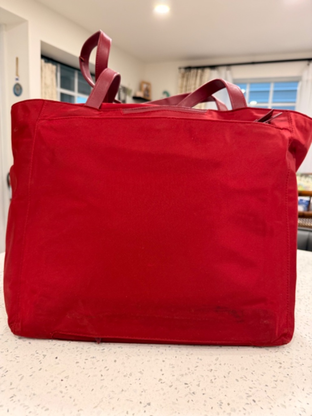 TUMI Cranberry Red Nylon Travel Tote Shoulder Bag Luggage Sleeve - Picture 4 of 16